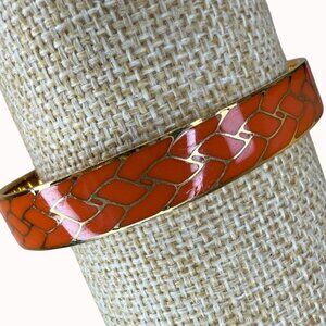 J. Crew Orange Enamel & Gold-Tone Bangle Bracelet With Woven Pattern